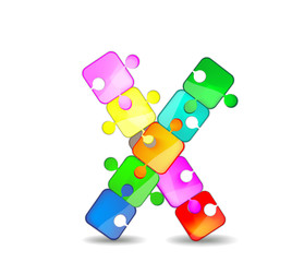 Letter X with colorful puzzle