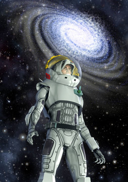 astronaut and galaxy