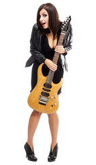 Obraz premium Sexy lady with a guitar