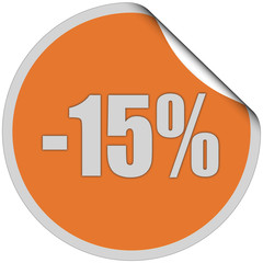 Sticker orange rund curl oben -15 PROZENT
