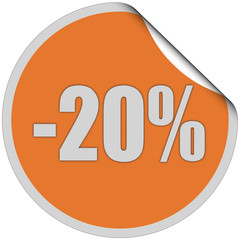 Sticker orange rund curl oben -20 PROZENT