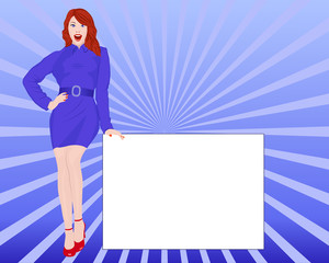 woman on a blue background