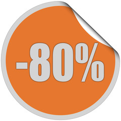 Sticker orange rund curl oben -80 PROZENT