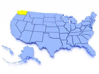 3D map of United States - State Washington