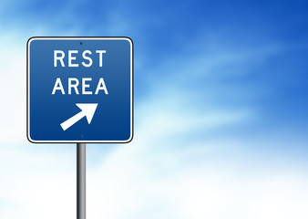 Blue Rest Area Road Sign