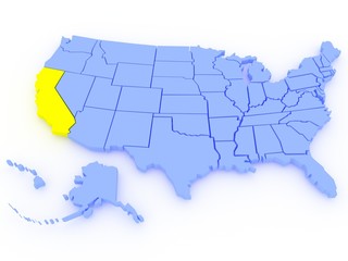 3D map of United States - State California