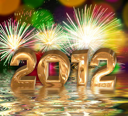 2012, feu d'artifice et reflets