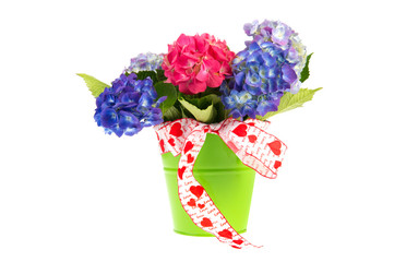 Blue and pink Hydrangea bouquet