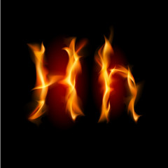 Fiery font. Letter H