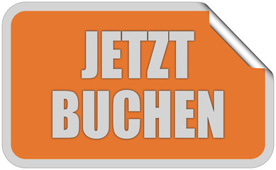 Sticker orange curl eckig oben JETZT BUCHEN