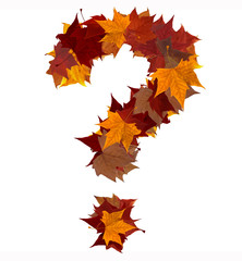 Question mark multicolored fall leaf composition isolated