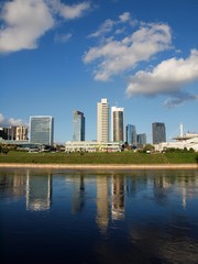 The Vilnius city view with skyscrapers
