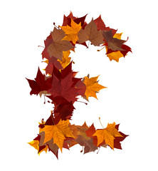 Lira currency symbol fall leaf composition isolated