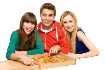 Friends Eating Pizza