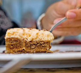 Eating tiramisu