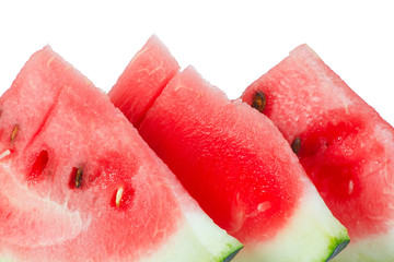 Slices of watermelon on a white background