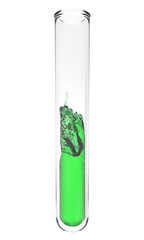 test tube with wavy green liquid inside