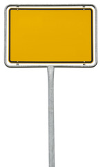 yellow blank sign (clipping path) isolated on white