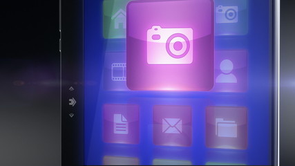 Digital tablet photo and video features in loop - Powered by Adobe