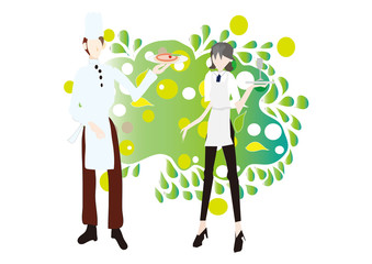 shef and waiter in forest 森のカフェ