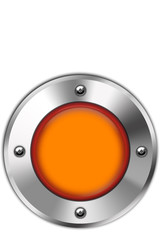 Orange chrome button isolated on white