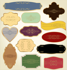 Pastel labels with calligraphic elements