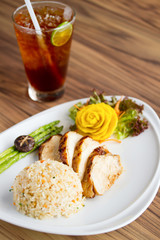 Chicken Fillet with Fried Rice and Lemon tea