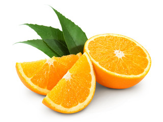 Fototapeta na wymiar Orange fruit isolated on white background + Clipping Path