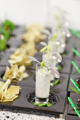 greek yogurt  with arugula rolls