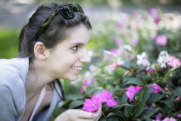 Blumen riechen