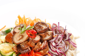 meat with vegetables and noodles