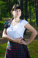 Woman in scottish costume