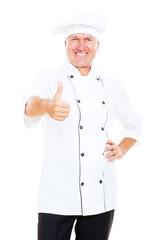 prosperous chef showing thumbs up