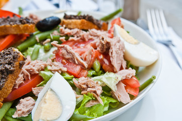 Fresh seafood salad with smoked salmon