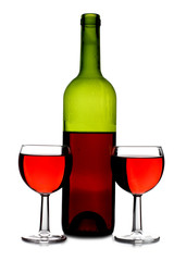 Bottles and red wine