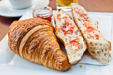 fresh croissan on table ,Delicious!