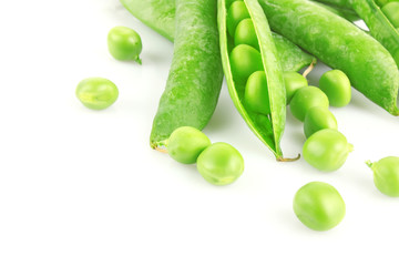 Fresh green pea in pod