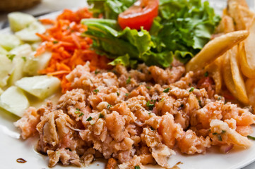 Fresh seafood salad with smoked salmon
