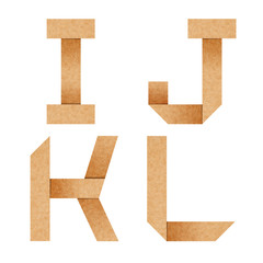 I,J,K,L Origami alphabet letters from recycled paper with clippi
