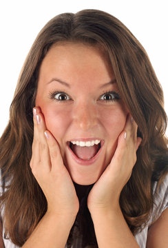 Close-up portrait of surprised girl