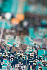 Close-up veew of the  microcircuit.