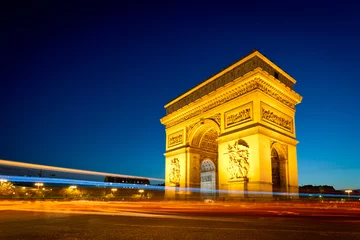 Wandcirkels aluminium Arc de Triomphe Champs Elysées Paris France © Beboy