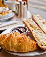fresh croissan on table ,Delicious!