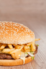 Fat hamburger sandwich