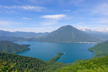 Naklejka na ściany i meble Lake Chuzenji and Mt.Nantai in Nikko, Japan