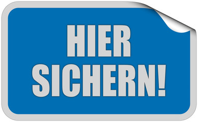Sticker blau eckig curl oben HIER SICHERN!