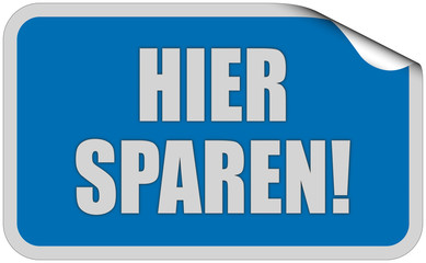 Sticker blau eckig curl oben HIER SPAREN!