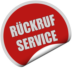 Sticker rot rund curl unten RÜCKRUF SERVICE