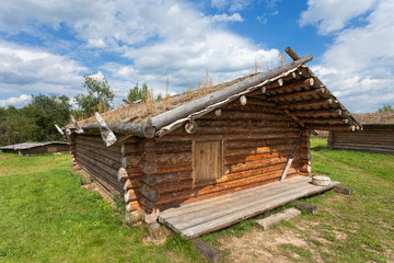Ancient traditional russian wooden house X century