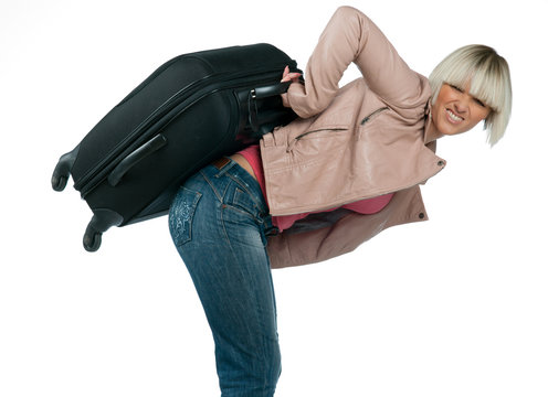 woman with heavy baggage